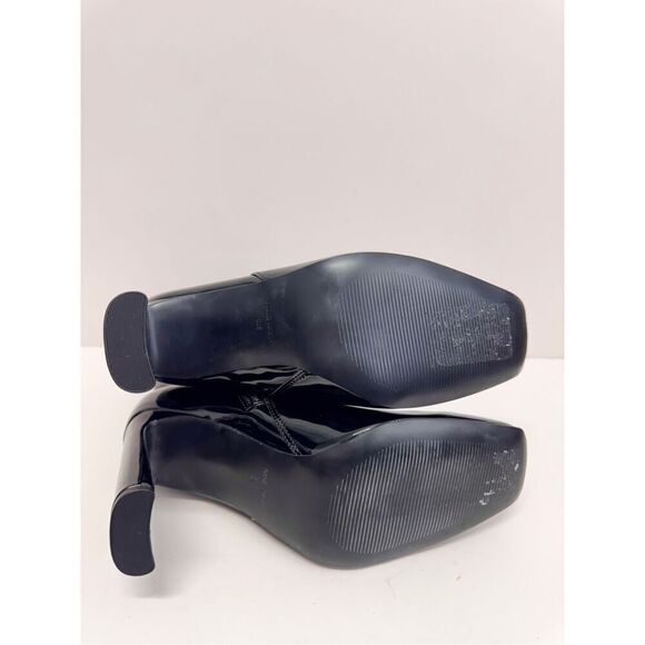 Nine West Boots Size Patent Leather Size 8 Black Block Heel Square Toe - Picture 10 of 10